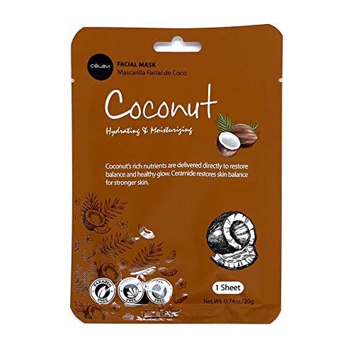 Celavi Cosmetics Celavi Facial Mask Set Korean Essence Sheet Masks (12-pcs, Coconut)