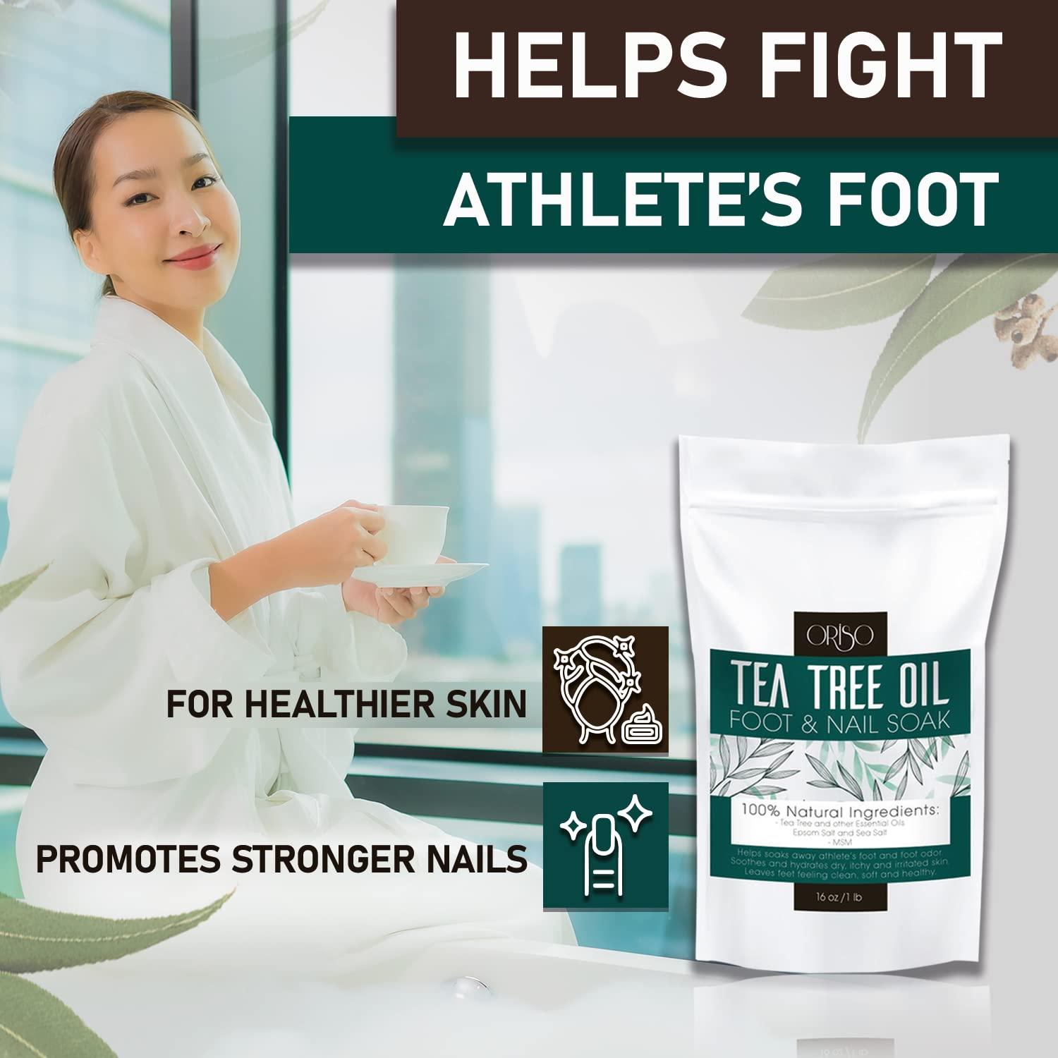 ORISO Tea Tree Oil Body Wash with Mint and Tea Tree Oil Foot Soak - Athletes Foot Treatment - Helps Foot Odor - Eczema