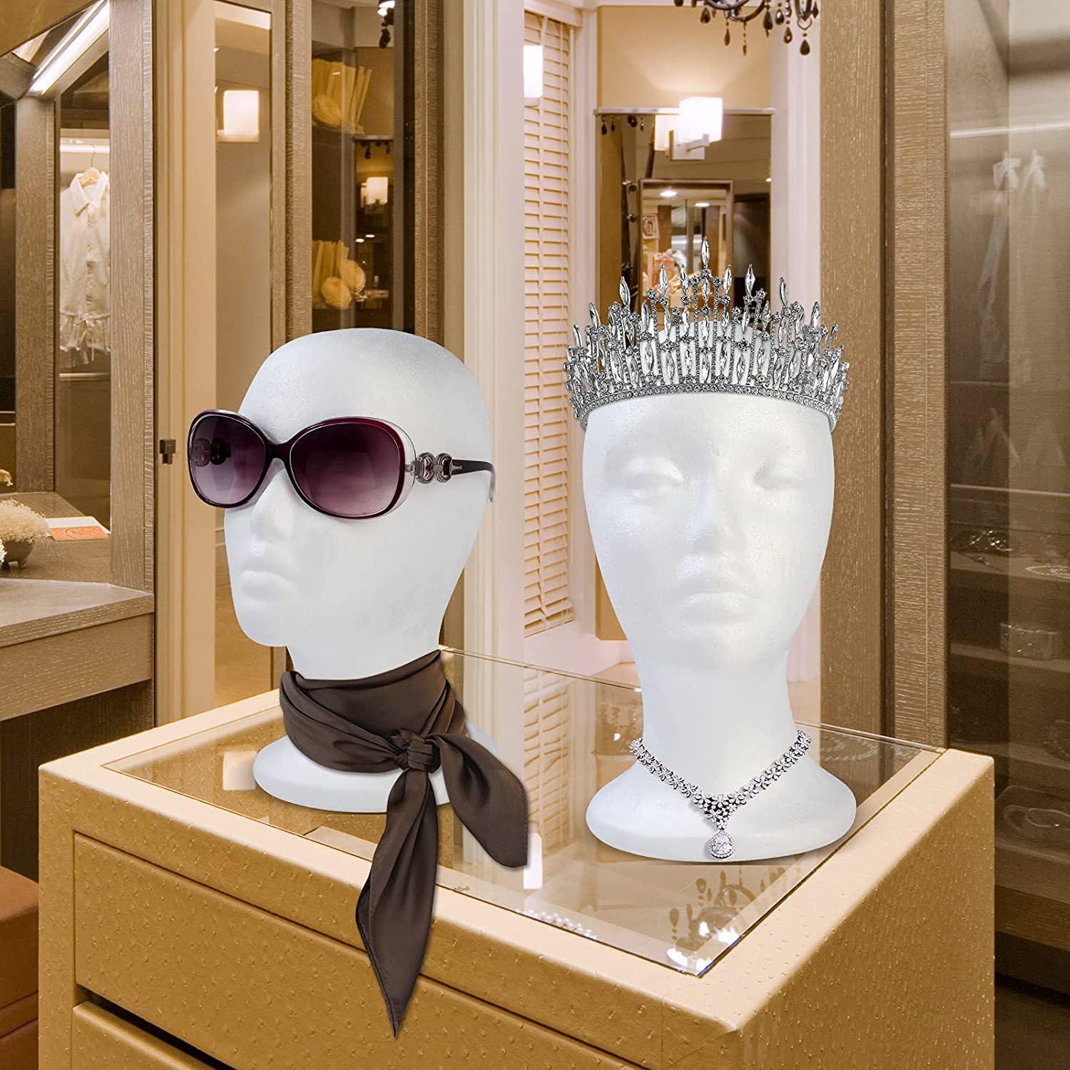 Easnea Easnea White Polystyrene Foam Mannequin Male/Female Mannequin Head Stand Model Wigs Hair Mannequins Heads Scarf Hat Cap Holder Craft Foam Wig Head for Hair Salon, DIY, Shop (Style D)