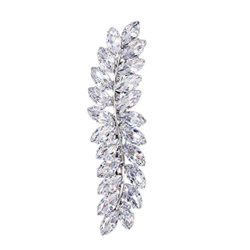 Beaupretty Beaupretty Rhinestone Hair Clips Crystal Leaf Hair Clip Diamond Hair Barrettes Hair Bang Clamp Decorative Alligator Hair Pins For Women Weddings Bridal Hair Accessories Silver