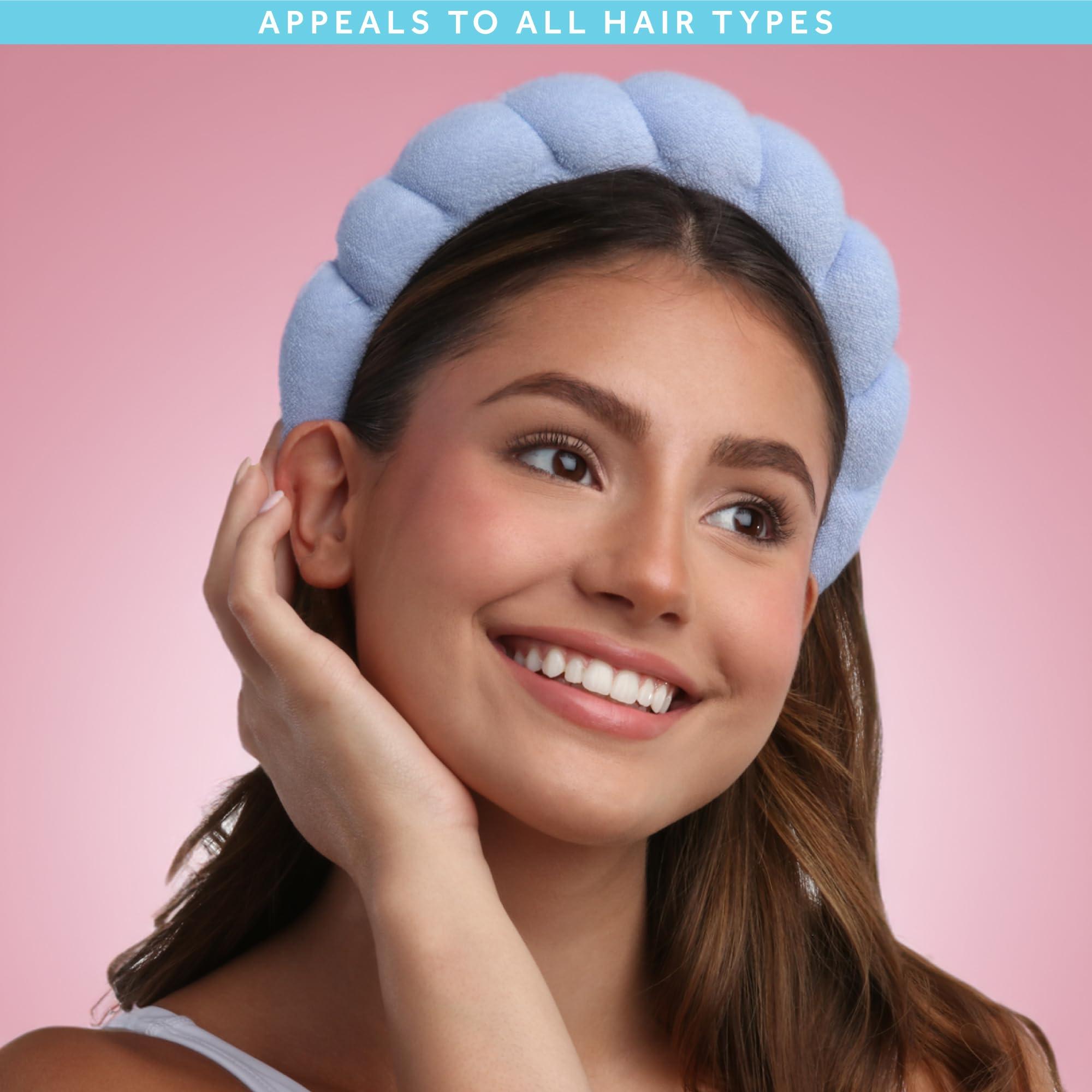 Bliss Bliss Women\'s Spa Headband - 2 Pack Microfiber Makeup Bubble Headband - Puffy Hair Band for Washing Face, Facials, Skincare, Shower, Size, Orange/Purple