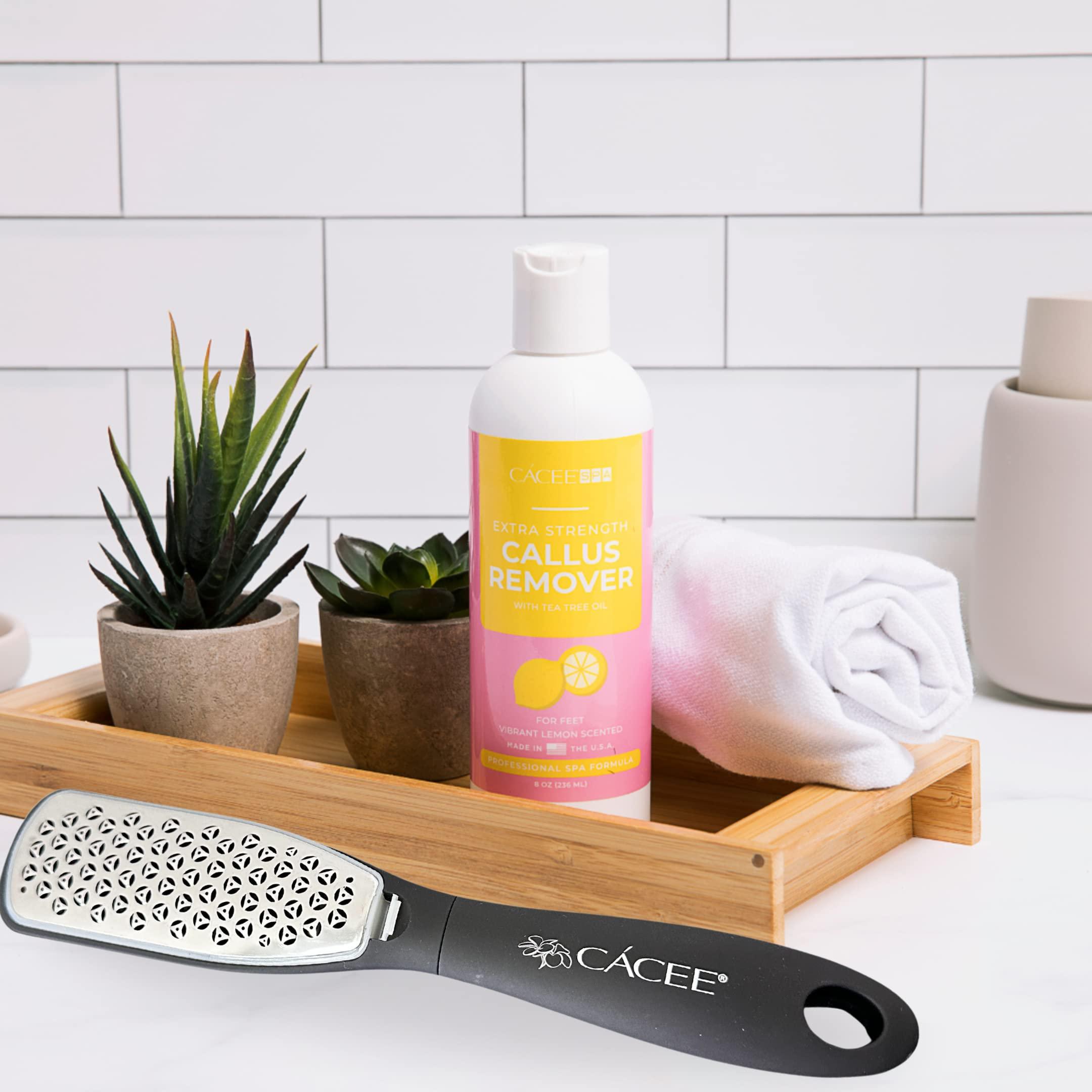 Cacee Cacee Callus Remover (8oz) and Corn Cutter Foot File Set for Feet, Gel Formula with Tea Tree Oil & Lemon Scent, Works Great with Foot Scrubber, Foot File, or Pumice Stone, Callous or Corn Remover