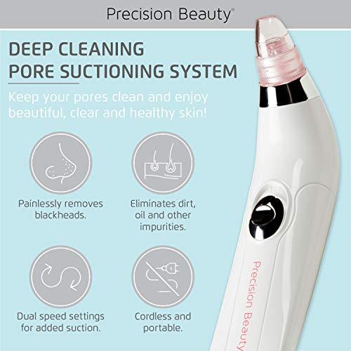Precision Beauty Deep Cleaning Pore Suctioning System Blackhead Remover Vacuum by Precision Beauty | Blemish & Blackhead Removal Tool | Pampering Home Facial Treatment