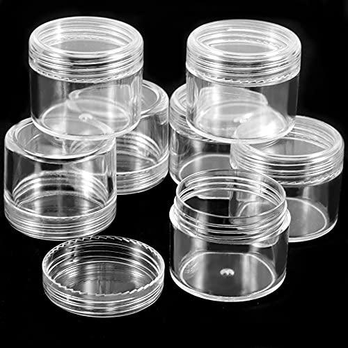 HOIGON HOIGON 96 Pieces 20g 20ml Clear Plastic Sample Containers, Leak-Proof Round Plastic Cosmetic Containers with Lids, Clear Plastic Pot Jars for Creams, Lotions, Makeup, Colored Acrylics