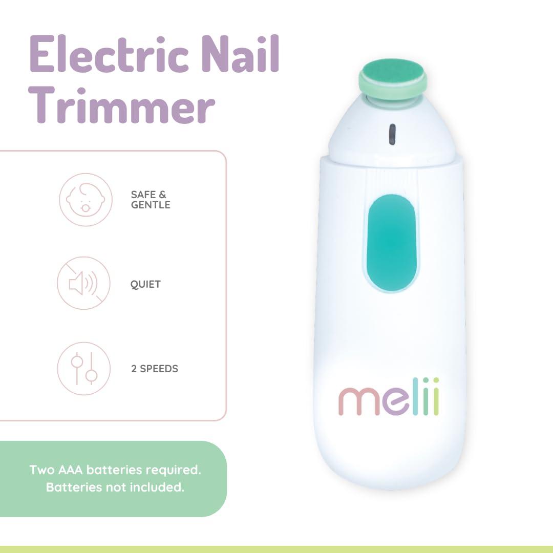 melii melii Electric Nail File, Safe Trimmer & Clipper for Newborn Babies, Toddlers, Kids & Adults-Comes with Two Speeds and 5 Different Discs