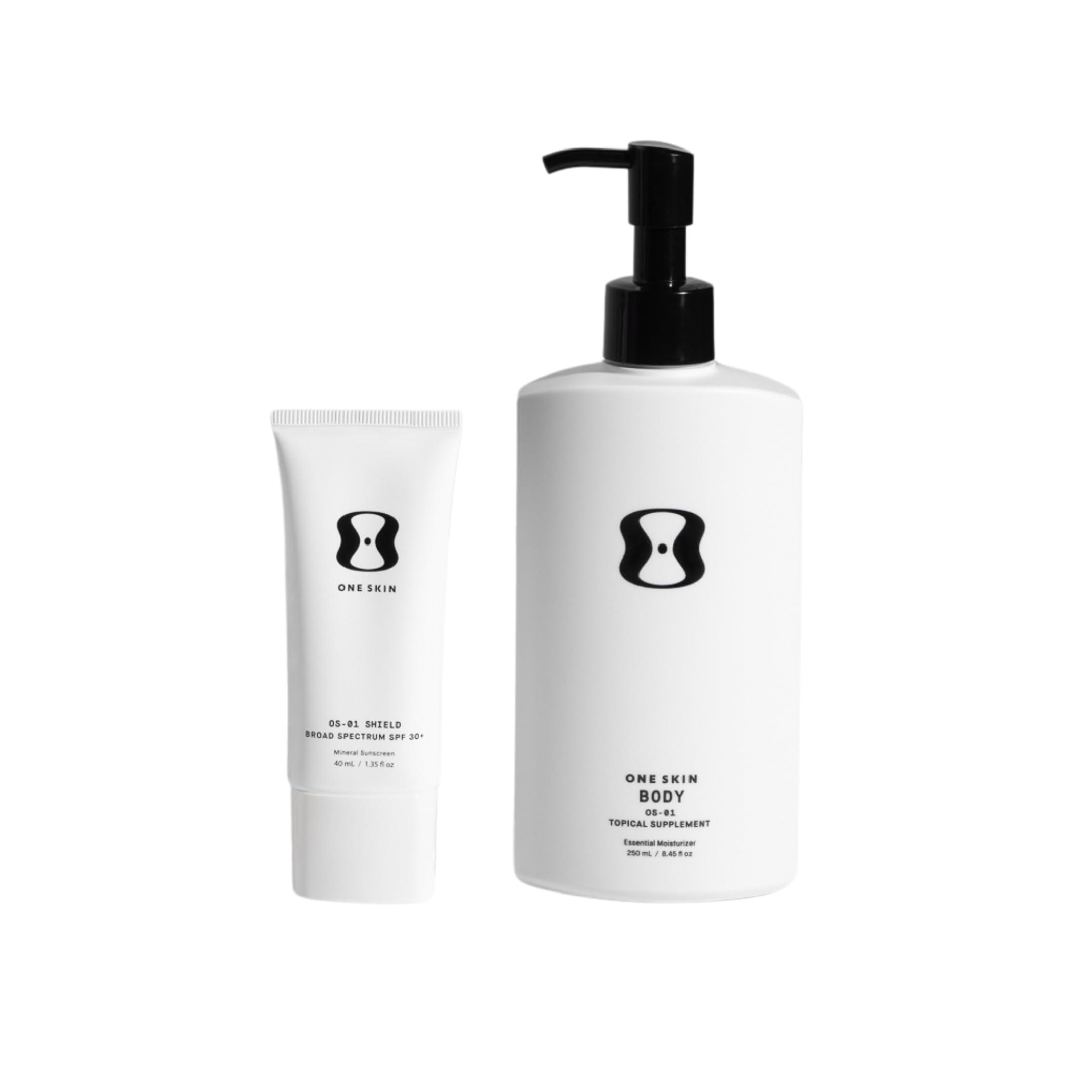 OneSkin OneSkin OS-01 SHIELD Untinted Sunscreen and BODY Lotion- Age Reversal Skincare Bundle