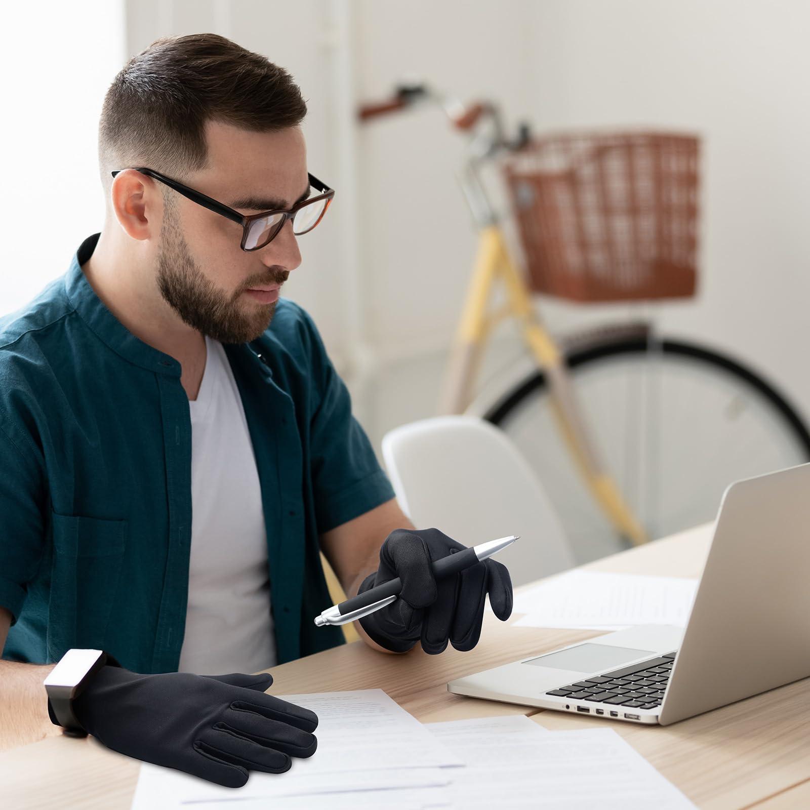 Coume Coume 6 Pairs Eczema Gloves Bamboo Reusable Moisturizing Gloves for Dry Hands Eczema Spa Women Men(Black)