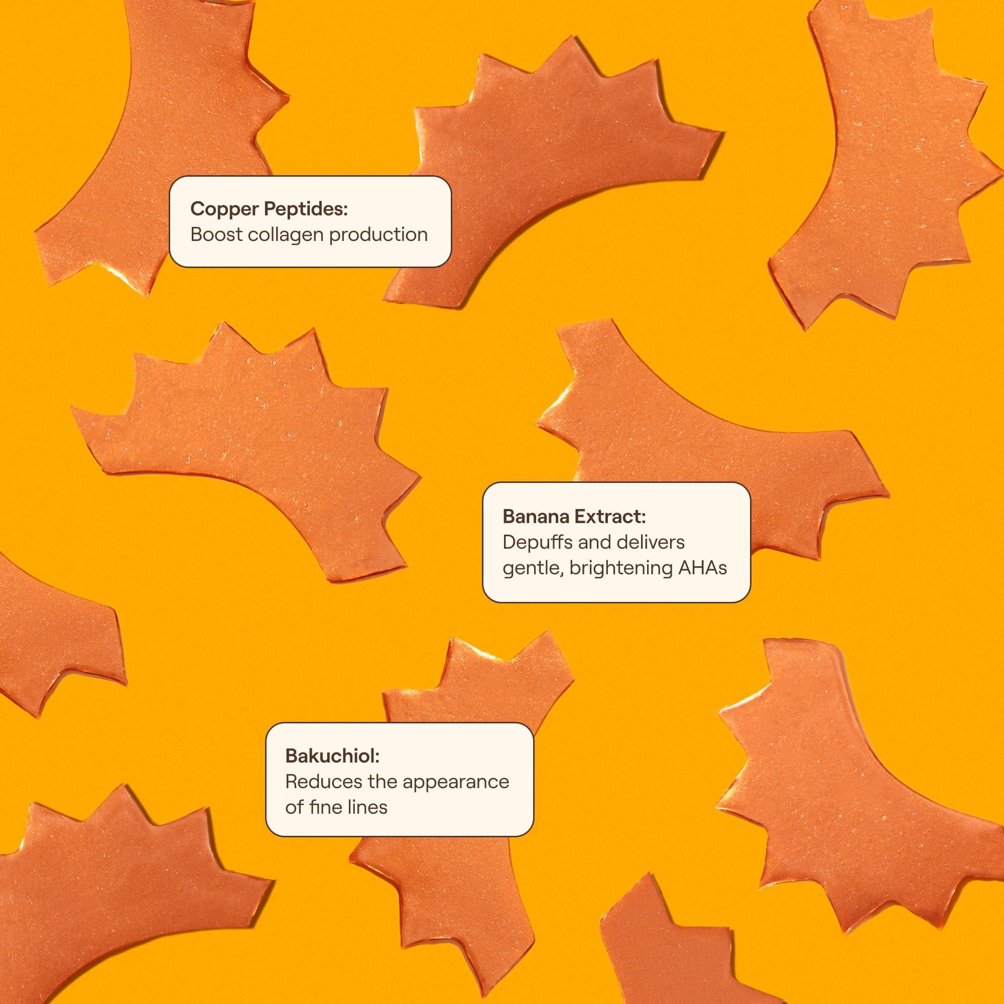 Live Tinted Live Tinted Rays Copper Peptide Eye Masks - Cooling, Brightening, & Nourishing Under Eye Patches, Reduces Fine Lines, & Hydrates with Copper Peptides, Banana Extract, & Bakuchiol - 5 Pairs