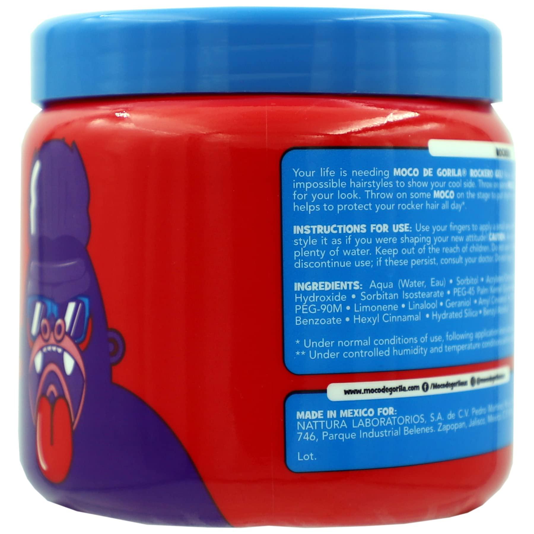 Moco de Gorila Moco de Gorila Rockero Hair Gel Jar, Long Lasting, Strong Hold Hair Styling Gel, Yellow, Lavender, 6-Pack of 9.52 Oz Each, 3 Jars