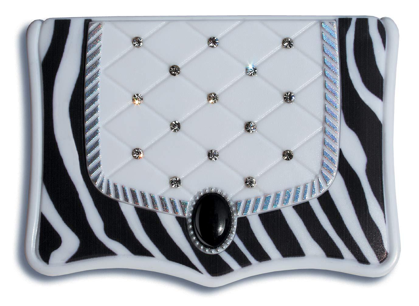 Lissom Design Lissom Design Compact Mirror - Handheld Magnifying Cosmetic Mirror, 3.5 x 2.63-Inch, Zebra