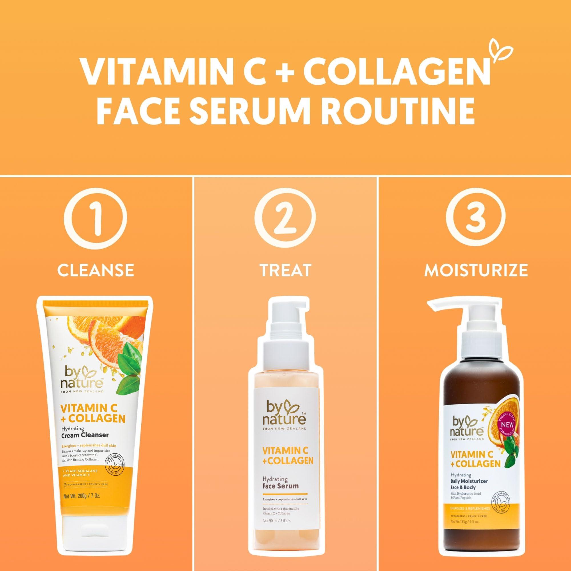 By Nature From New Zealand By Nature Vitamin C + Collagen Face Serum - Restore and Energize Tired Skin with Brightening Vitamin C, Plumping Collagen, Plus Texture Enhancing Turmeric - Premium Skin Care Serum for Face - 3fl. oz.