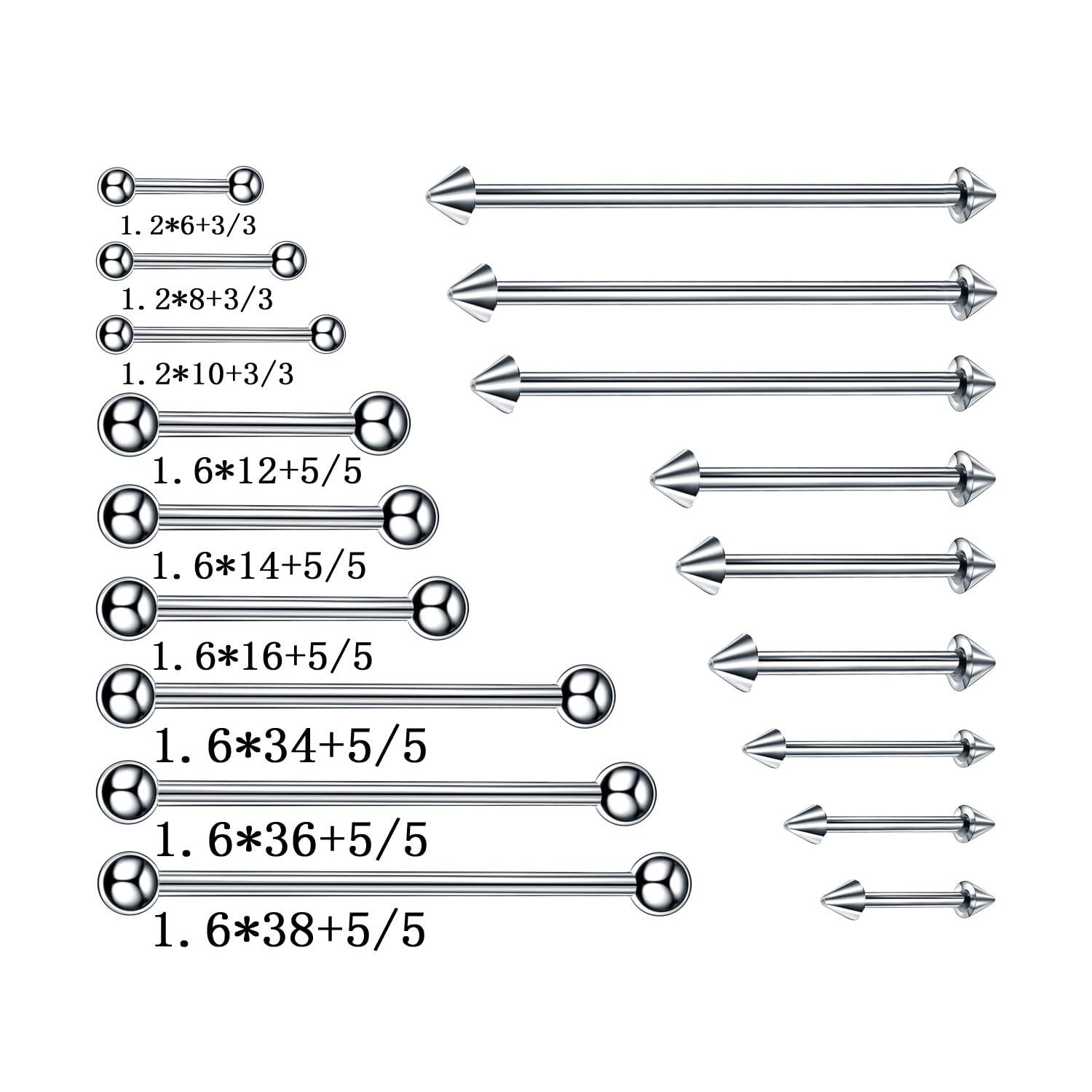 Howinn 115PCS Professional Piercing Kit for All Piercings, Piercing Jewelry for Ear Lip Belly Button Tongue Tragus Cartilage Daith Body Piercing Tools Kit with 14G 16G Piercing Needles