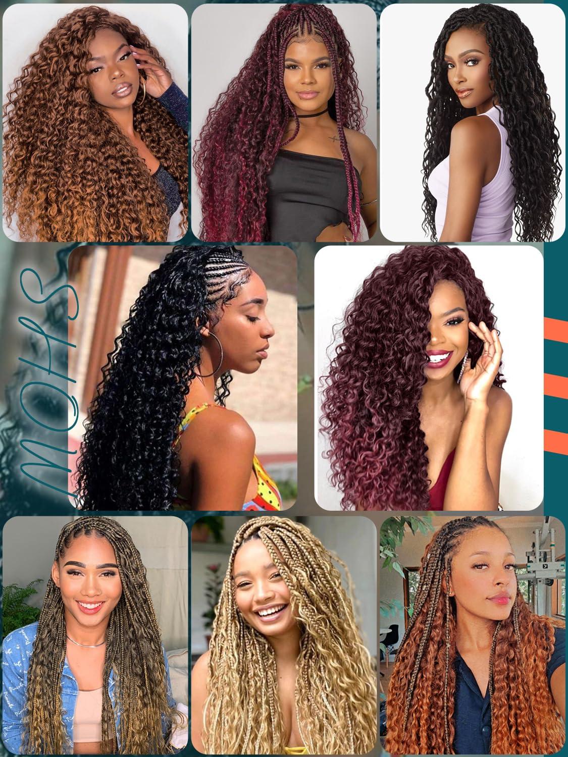 Wassai Deep Wave Bulk Hair for Braiding Dark Brown Curly Hair for Bohemian Knotless Braids 2 Boundle Boho Braids Curs 200g 20 Inch Boho Hair for Micro Braiding No Weft