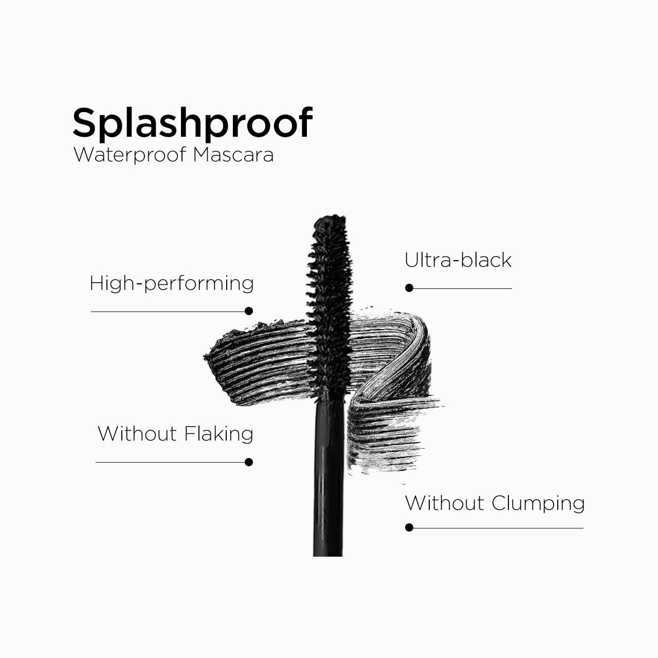 LORD & BERRY Lord & Berry Splashproof Longwear Waterproof Lash Mascara - Black for Volume and Length, False Lash Effect Long Lasting Eye Makeup, Enriched with Olive Oil, Vegan, Cruelty Free, 0.28 oz, Deep Black