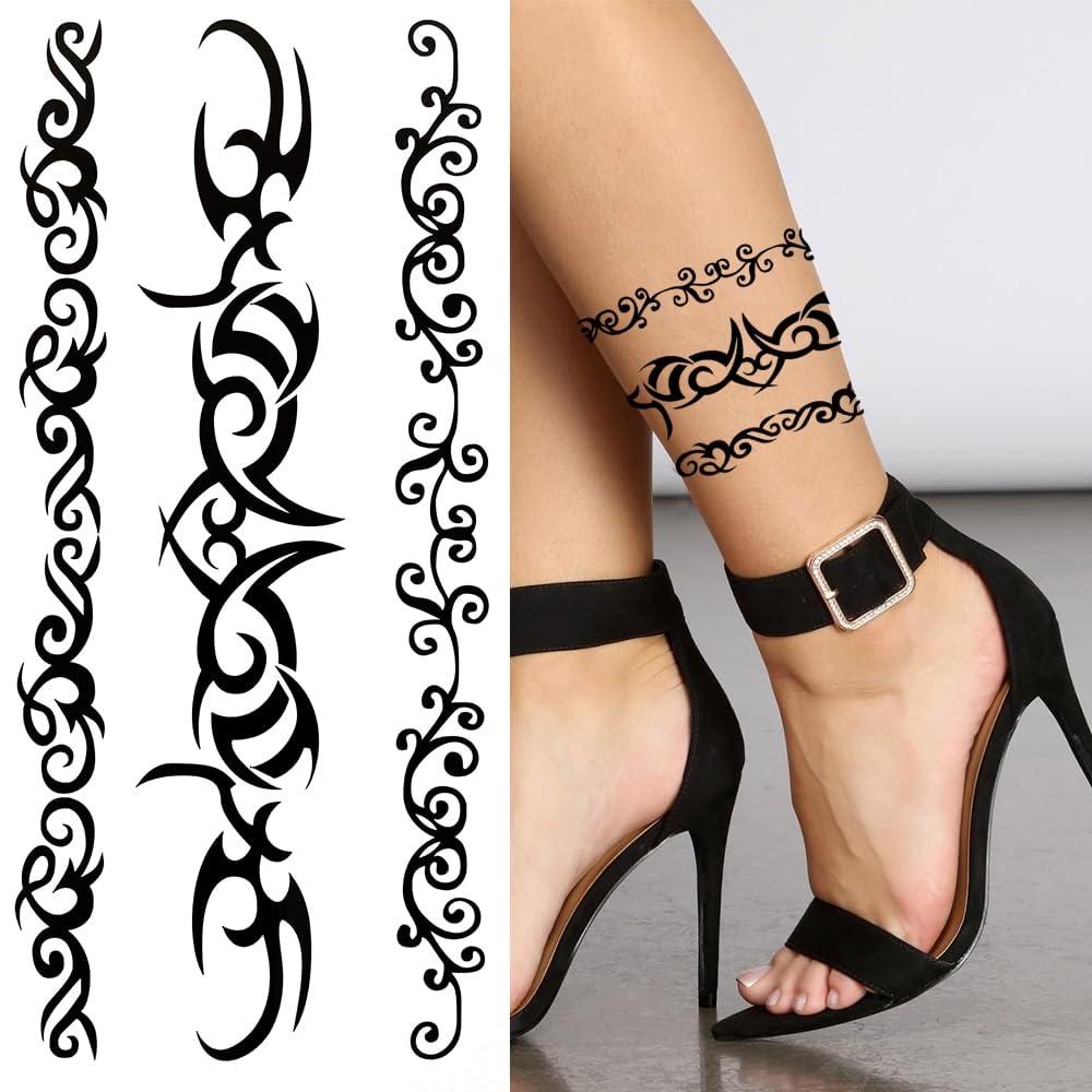 TTHUONG THATHU Blue Rose Lace Temporary Tattoos Fro Women Kids Infinity Face Tattoo Feather Sticker Body Art Small Tatoo 3D