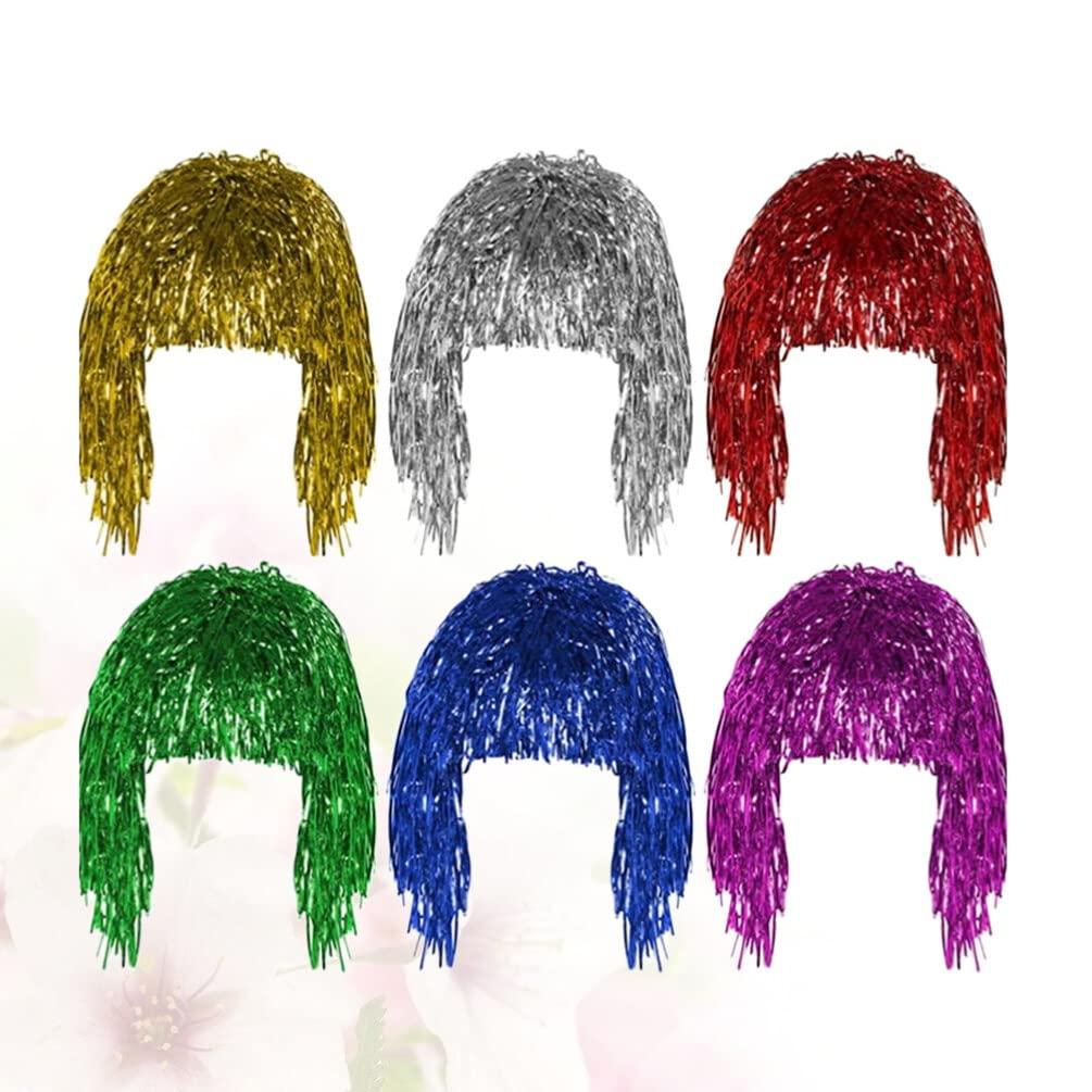 BESPORTBLE BESPORTBLE 12pcs Foil Tinsel Wig Metallic Shiny Party Wig Metallic Cosplay Supply