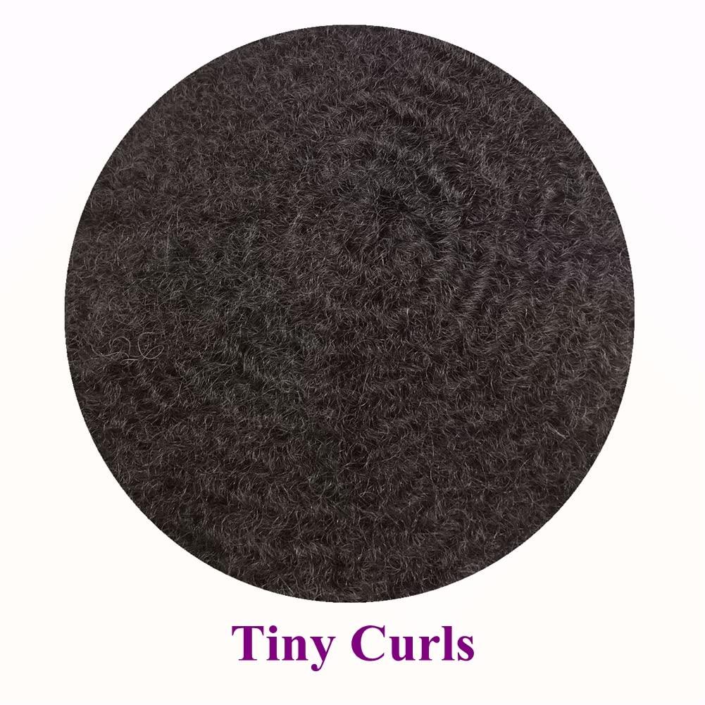 JUST HAIR Afro Hair Units for Black Mens Toupee Hairpieces African American Man Weave Units Curly Hair Repalcement System 4MM Afro Wavy, Jet Black #1