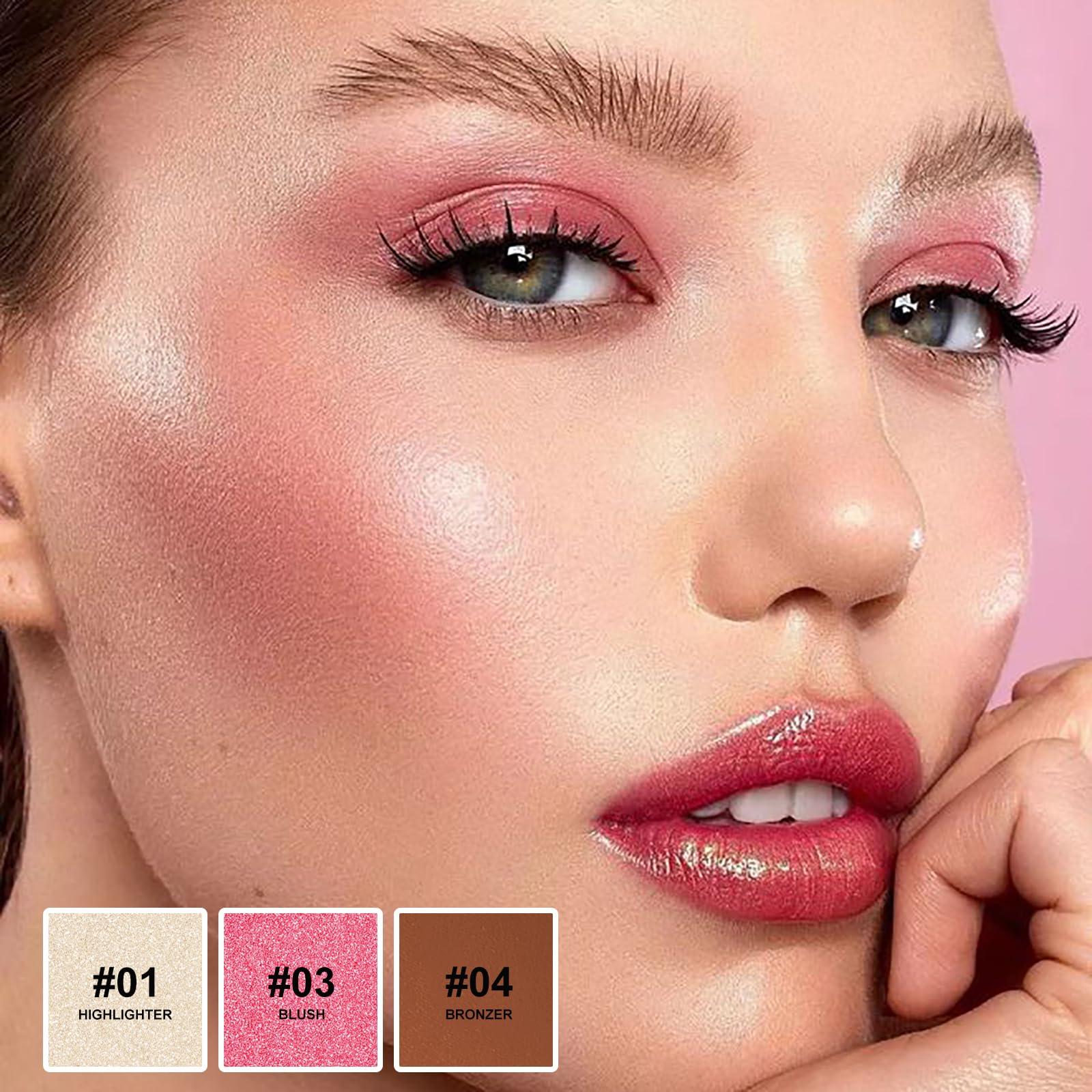 Lezero 3Pcs Cream Contour Stick Makeup Kit, Shades with Highlighter Stick, Blush Stick and Bronzer Stick for Sculpt the Cheeks and Body, Long Lasting,Waterproof, Dewy & Matte Finish, LIGHT(#01,03,04)