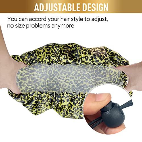 Fishent Fishent Adjustable Shower Cap, Large Reusable Shower Caps for Women Long Hair, Double Layer Waterproof Hair Cap, Adult Bathing Cap Shower Hat for Hair Protecton