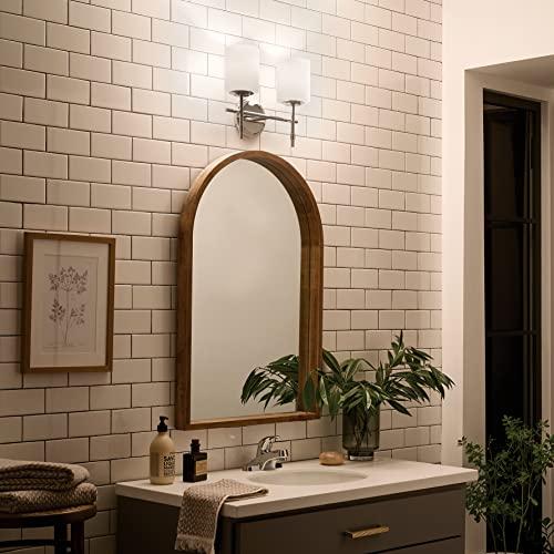 Kichler Kichler Ali 2 Light Bathroom Vanity Light in Polished Nickel with Satin Etched Glass Shades for use in Bathrooms and Powder Rooms, 52141PN