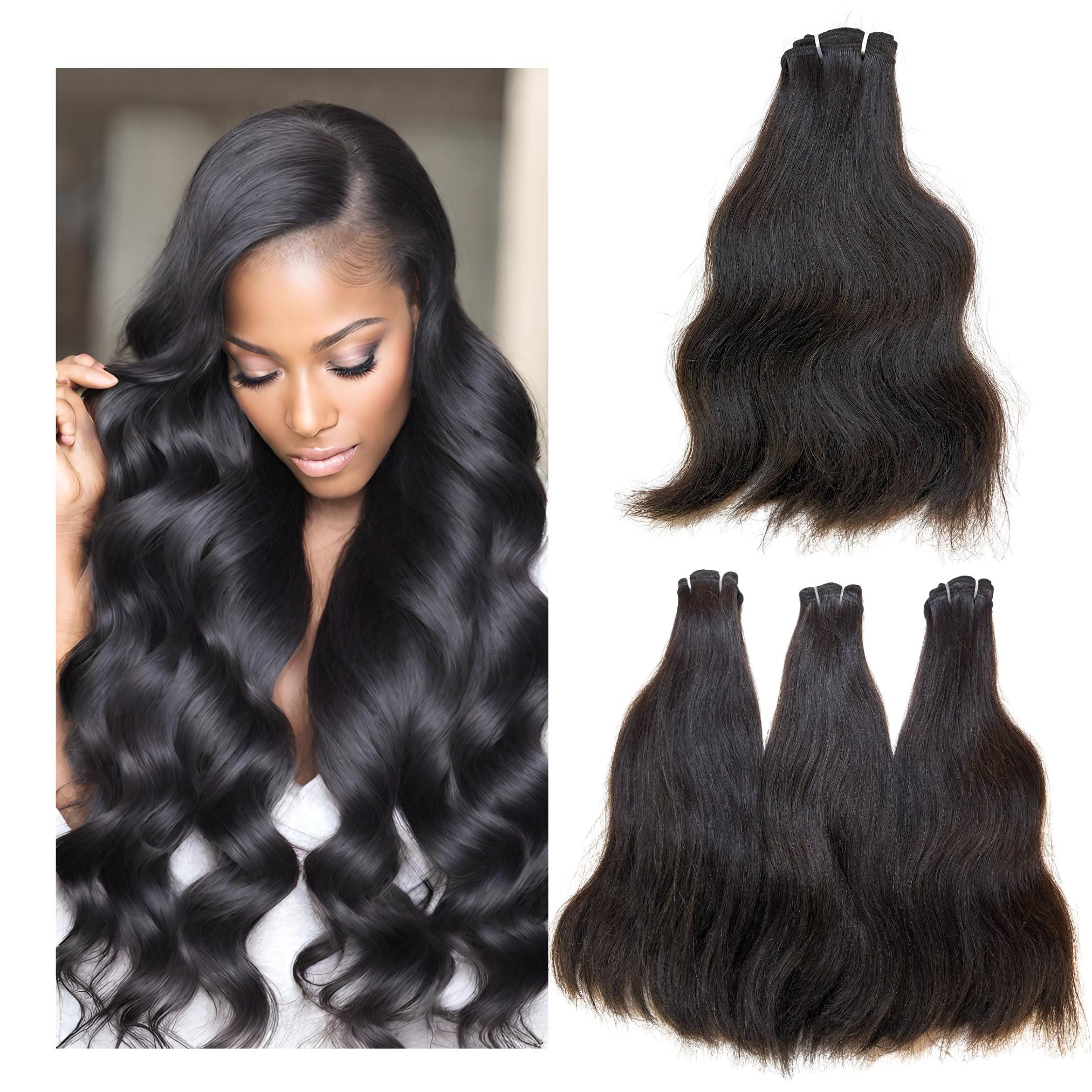Authentress Authentress Double Drawn Hair, Virgin Hair, Indian Temple Hair, Body Wave Hair Extensions Weft Bundles, 100% Human Hair Extension, Raw Unprocessed Hair, Double Drawn Weft, Indian Virgin Hair (16 inch)