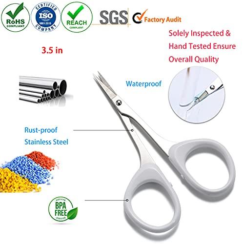 Pafason PAFASON Stainless Steel Curved and Straight Eyebrow Grooming Scissor Set with Safety Cover for Trimming Shaping Eyelash Extensions Eyebrow