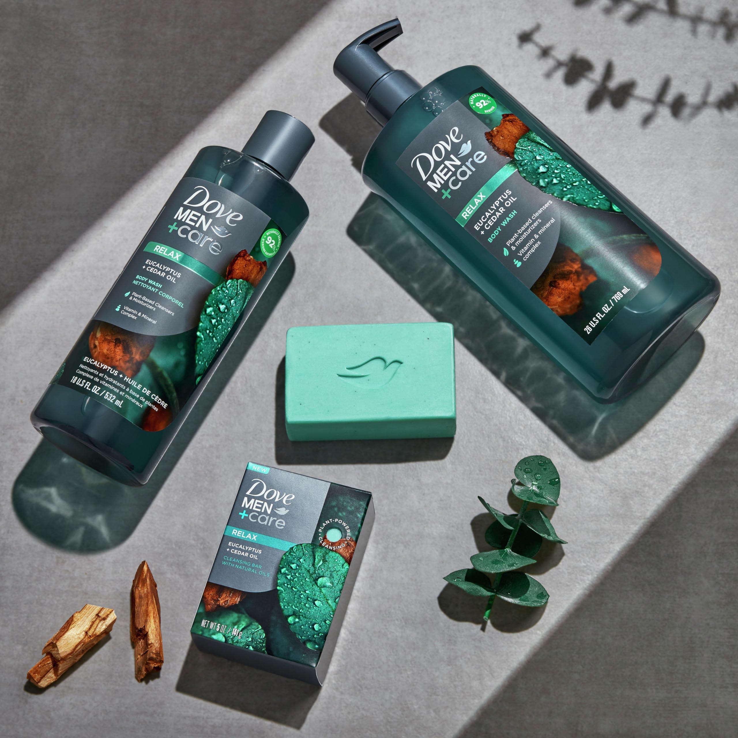 DOVE MEN + CARE DOVE MEN + CARE Eucalyptus Cedar Body Wash Bundle (Pack of 4) 18 Fl Oz + 26 oz Body Wash