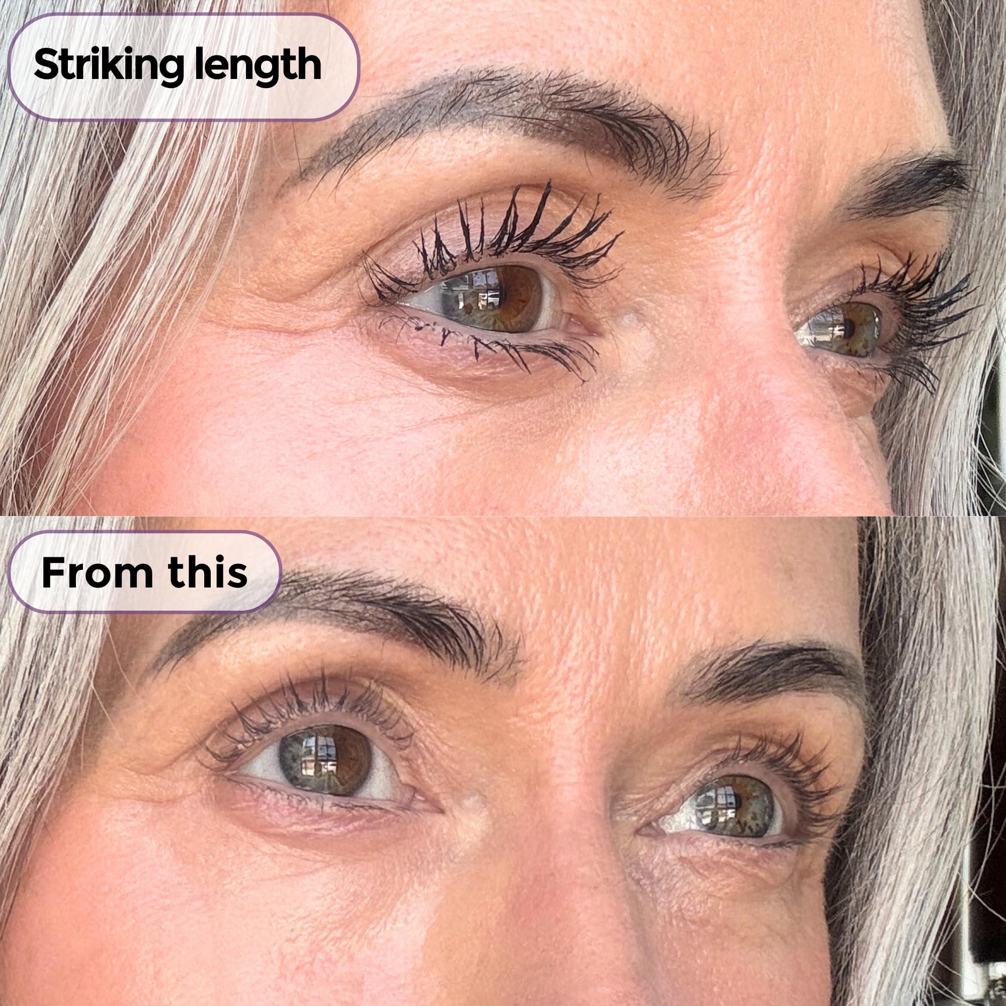 Rumi Cosmetiques Rumi Cosmetiques VolumeCare+ Mascara For Older Women - Extreme Length and Volume 2-in-1 Formula - No Clumps, Long-Wearing, Hypoallergenic Mascara For Sensitive Eyes (Natural Black)