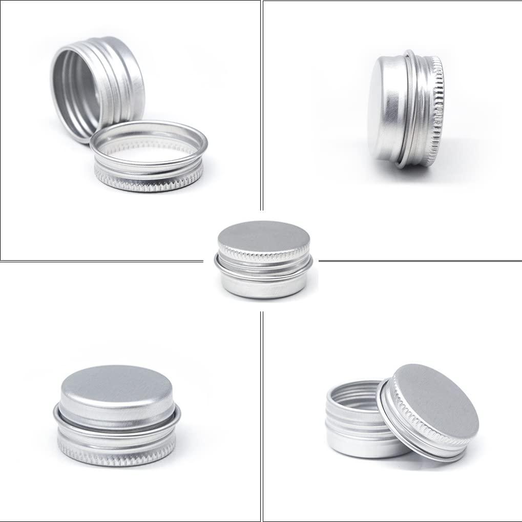 Generic LXLK 96 Pack 5ML Silver Aluminum Lip Balm Tins Cans Jars Empty Refillable Containers with Screw Lid Round Travel Storage Cosmetic Storage Bottle for Powder Candle Salve Spice Cream Anti-Leakage