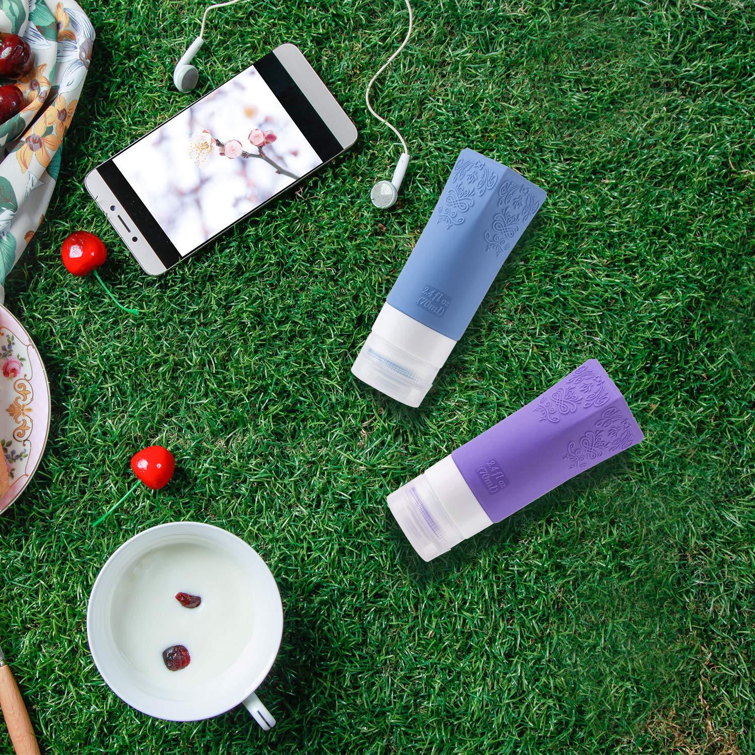 qianying Cosmetic Travel Containers, Leakproof Silicone Travel Bottles Set, TSA Approved Travel Size Cosmetic Toiletries Containers Accessories Set for Shampoo Conditioner Facial Cleanser Cream