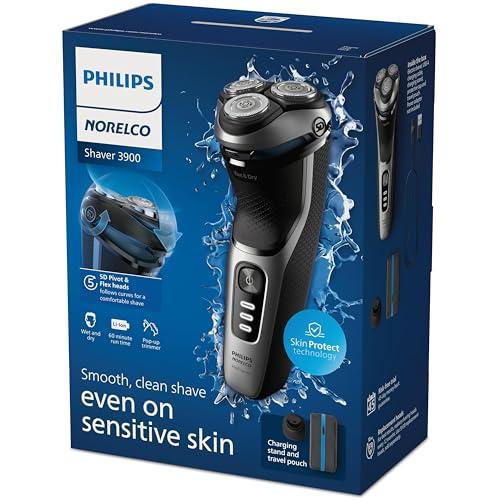 Philips Norelco Philips Norelco Shaver 3900, Rechargeable Wet & Dry Electric Shaver with Pop-up Trimmer, Charging Stand, Travel Storage Pouch, Protective Cap, Space Gray, S3341/92