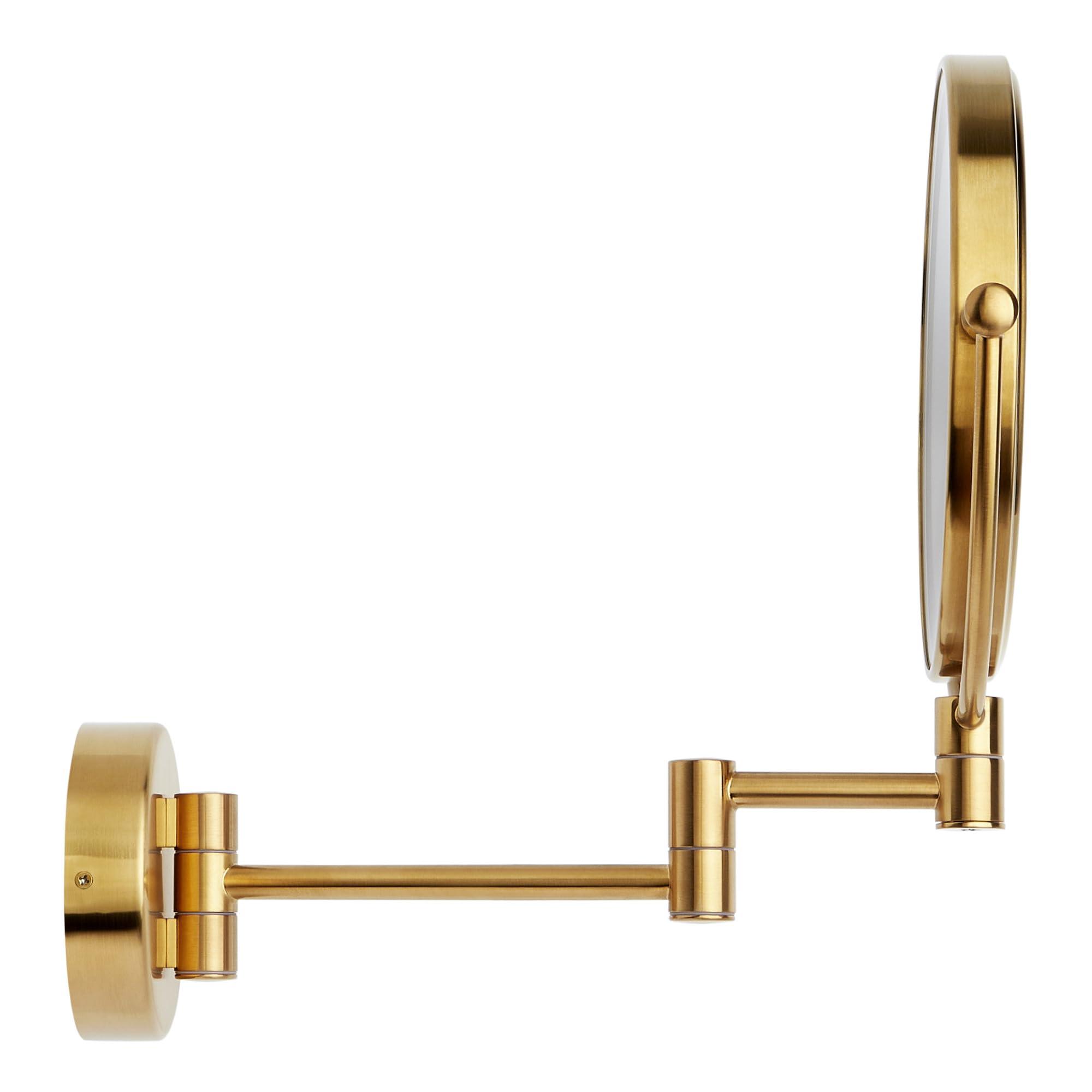 Signature Hardware Signature Hardware 953369 Harbin 9-5/8\" W x 12-5/8\" H Modern Circular Framed Bathroom Wall Mirror with Light - Brushed Gold