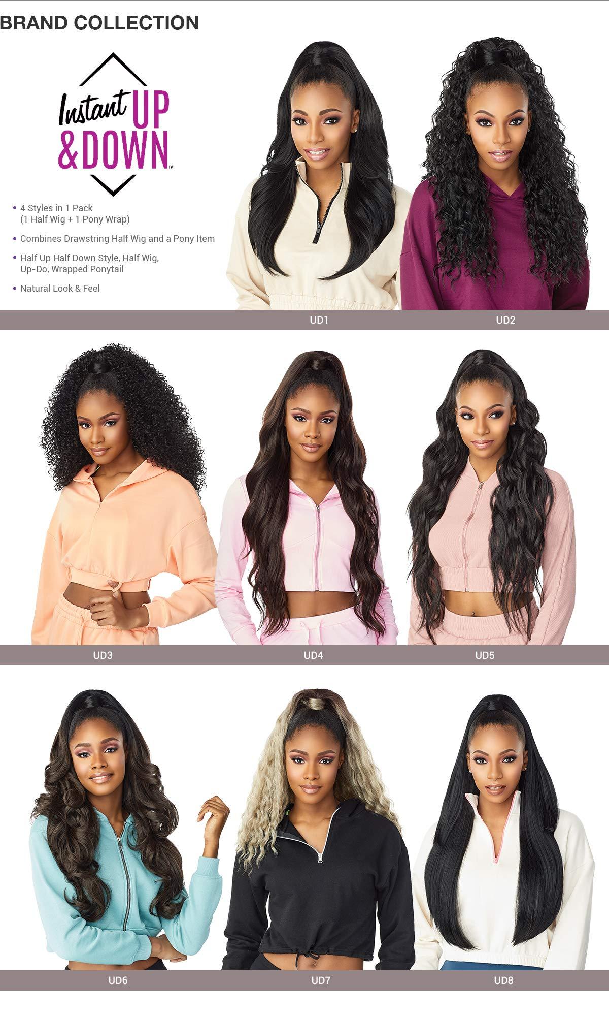 Sensationnel Sensationnel INSTANT UP & DOWN Half Wig Wrapped Ponytail Basic Straight Yaki Texture Easy Styling Heat Resistant Synthetic Fiber Pony Wrap Sleek Finish - UD 8 (T2/613)