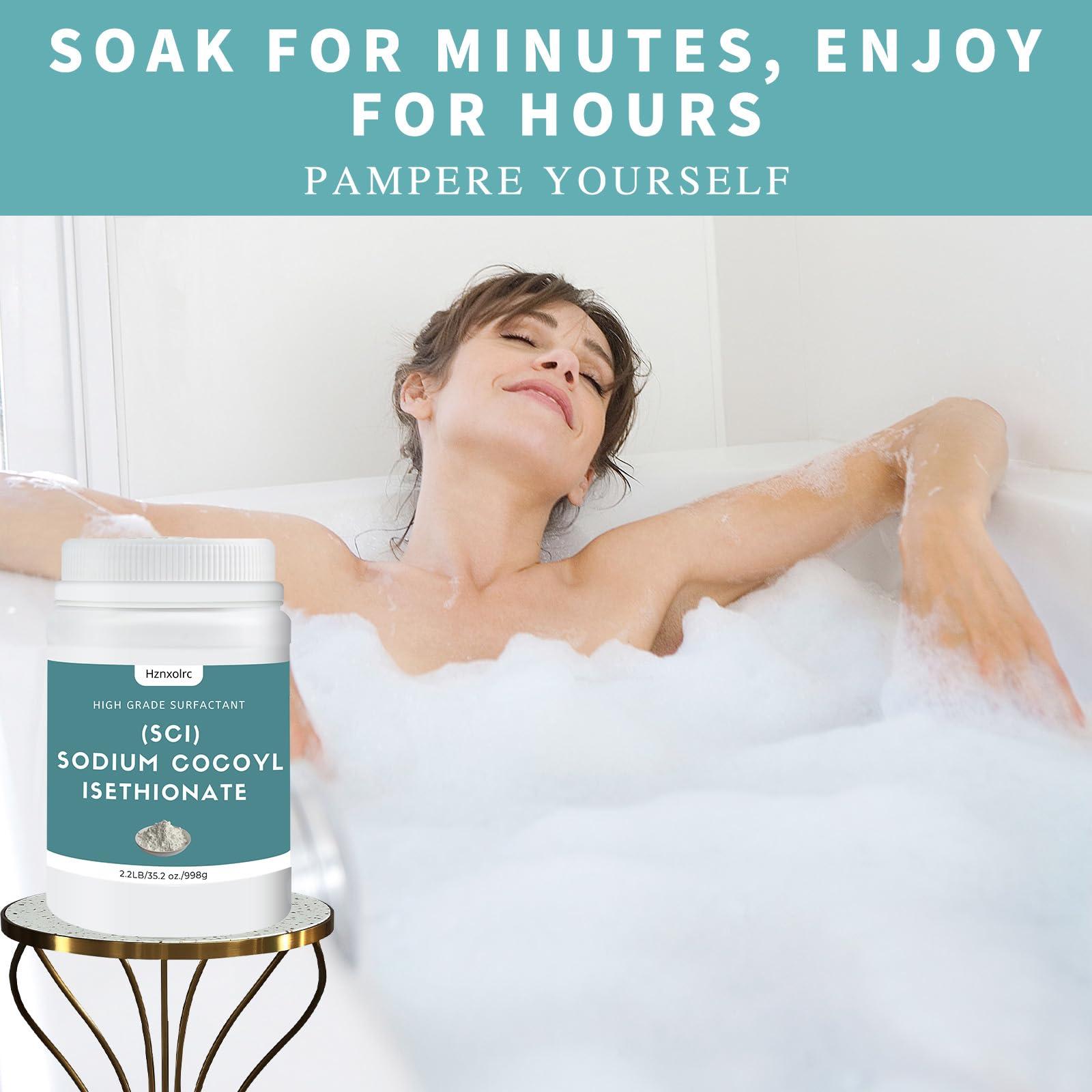 Hznxolrc 35.2 oz Sodium Cocoyl Isethionate, Premium Sodium Cocoyl Isethionate (SCI) Powder, Amazing Bubbles, Gentle on Skin, Biodegradable, Suitable for Making Bath Bombs, Bath Truffles and More