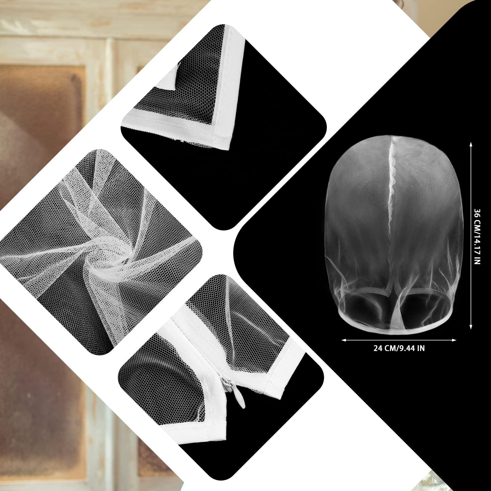 Loopeer 6 Pcs Makeup Protector Hood Washable Light Airy Nylon Chiffon Makeup Hood Zipper Closure Reusable Make up Face Cover for Women Girls Beauty Weddings (White)