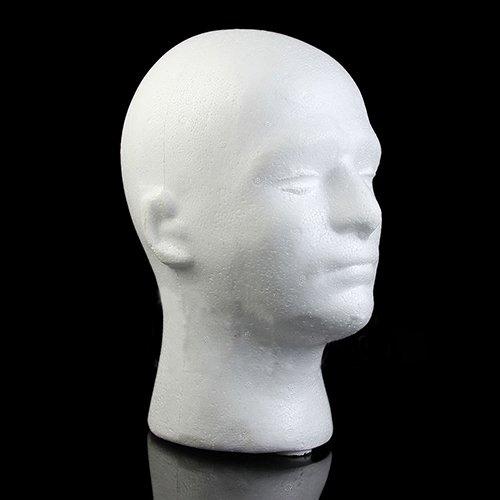 Connoworld Connoworld Male Styrofoam Foam Head Model Professional Bald Manikin Mannequin Head Hat Wig Hair Jewelry Headset Glasses Display Stand Tool White