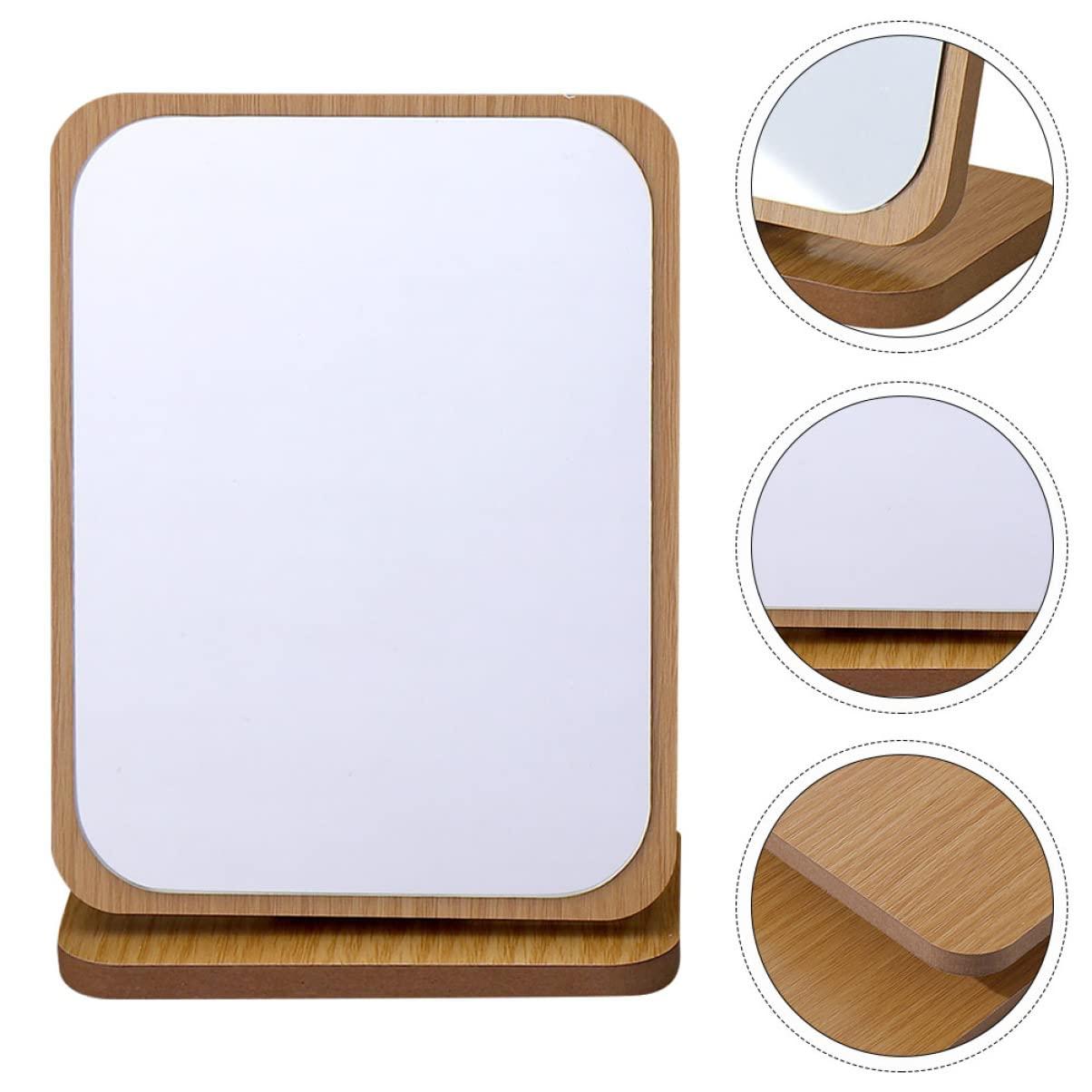 WOONEKY WOONEKY Vanity Mirror Small Mirror with Stand Foldable Mirror Rectangle Table Mirror Portable Makeup Mirror Standing Mirror True Mirror Foldable Dining Table Movable Makeup Mirror Wooden