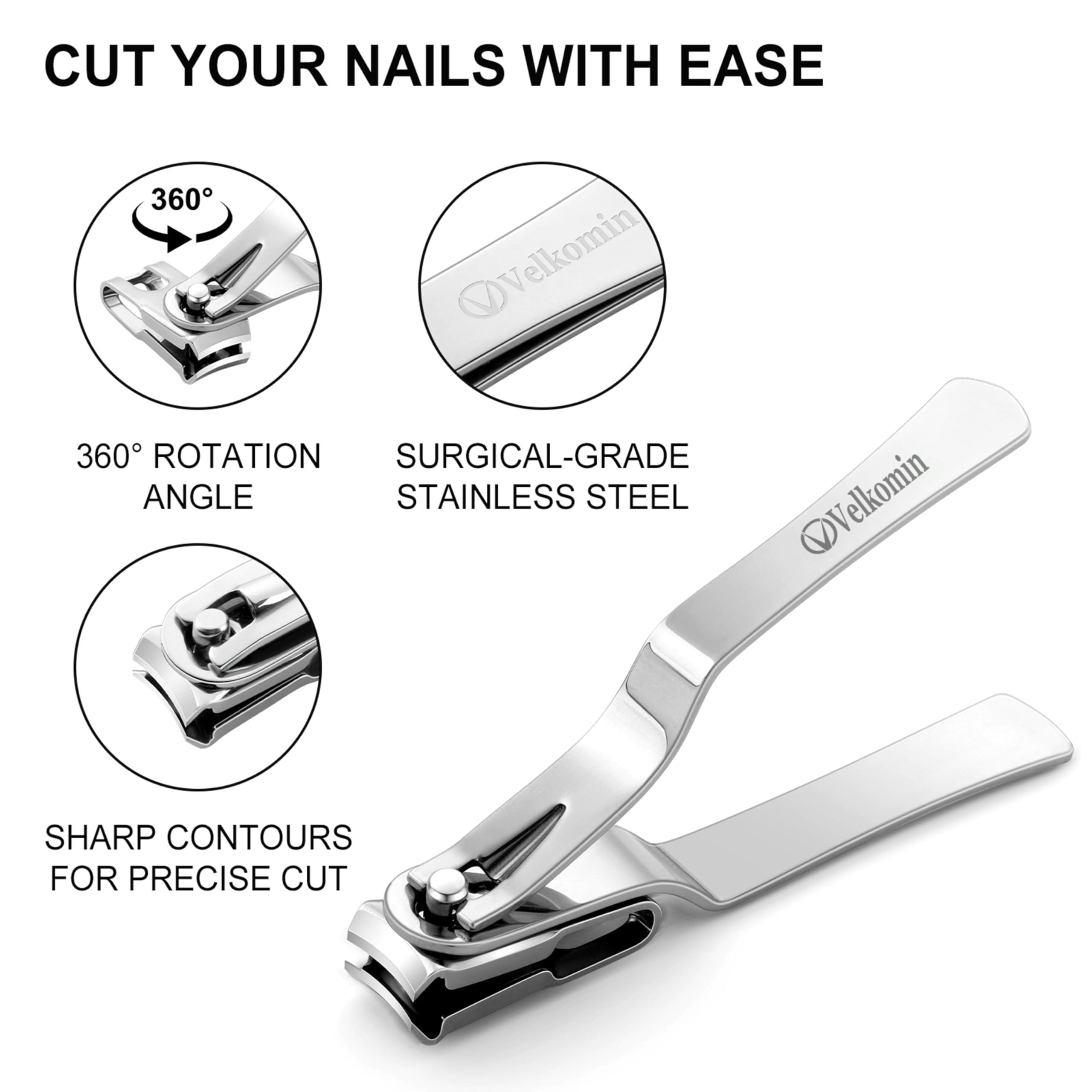 Velkomin VELKOMIN Long Handle Toenail Clippers, Ultra Sharp and Durable, 3.7inch Large Toenail & Fingernail Clippers, Angled Nail Clippers for Seniors, Men, Women