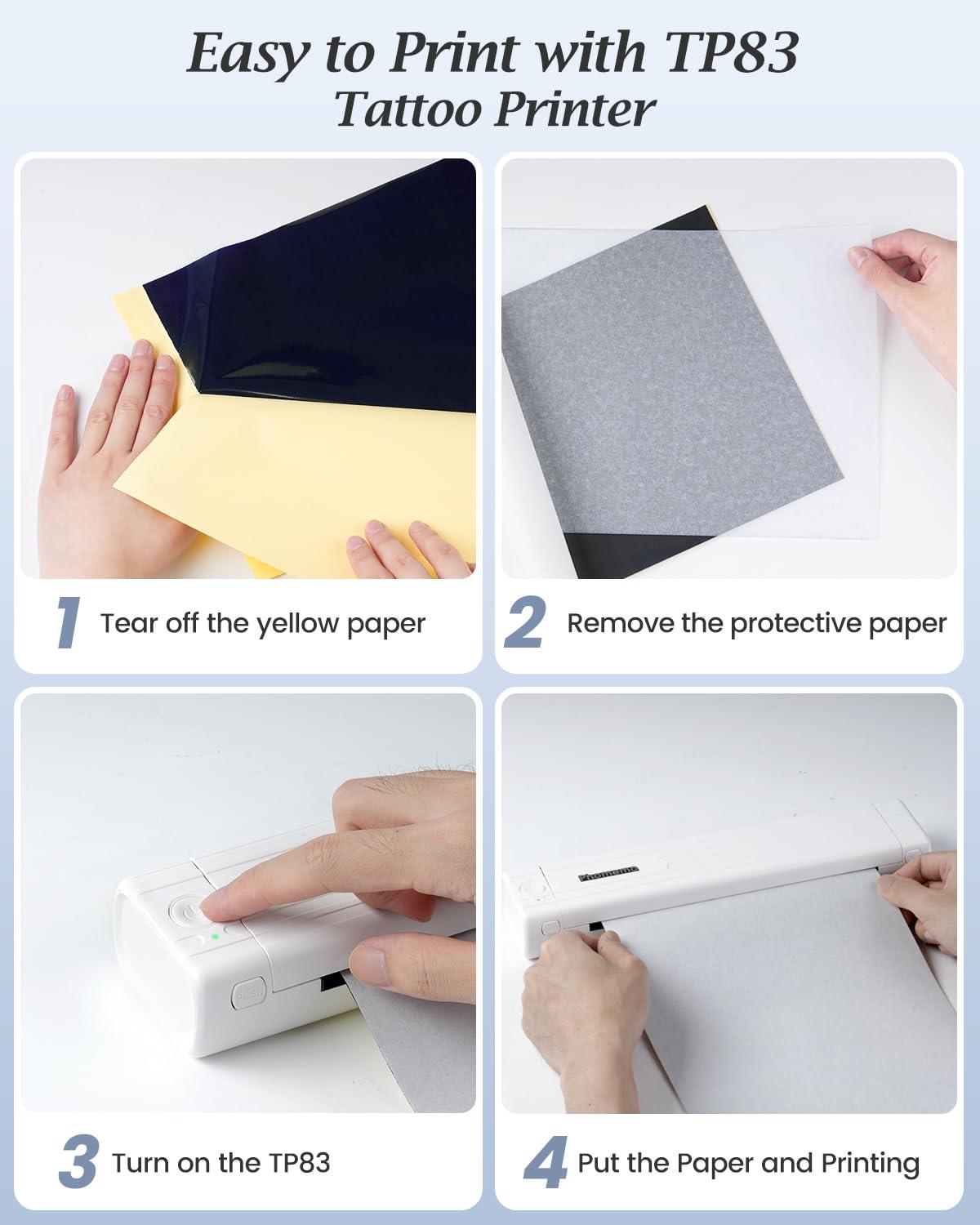 Phomemo Phomemo TP83 Tattoo Stencil Printer, Upgraded Thermal Tattoo Printer Machine with 10pcs Transfer Paper, Wireless Bluetooth Tattoo Printer for Tattoo Artists & Beginners, Compatible with iPad Phone PC