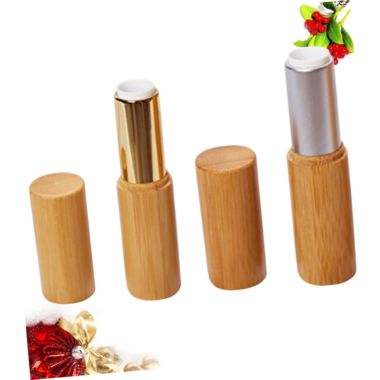 balacoo balacoo 2pcs Wood Lip Balm Tubes Diy Lip Gloss Tube Refillable Bottles Bottles Sample Container Lip Gloss Tubes Lip Balm Bottle Bamboo Wooden Tube