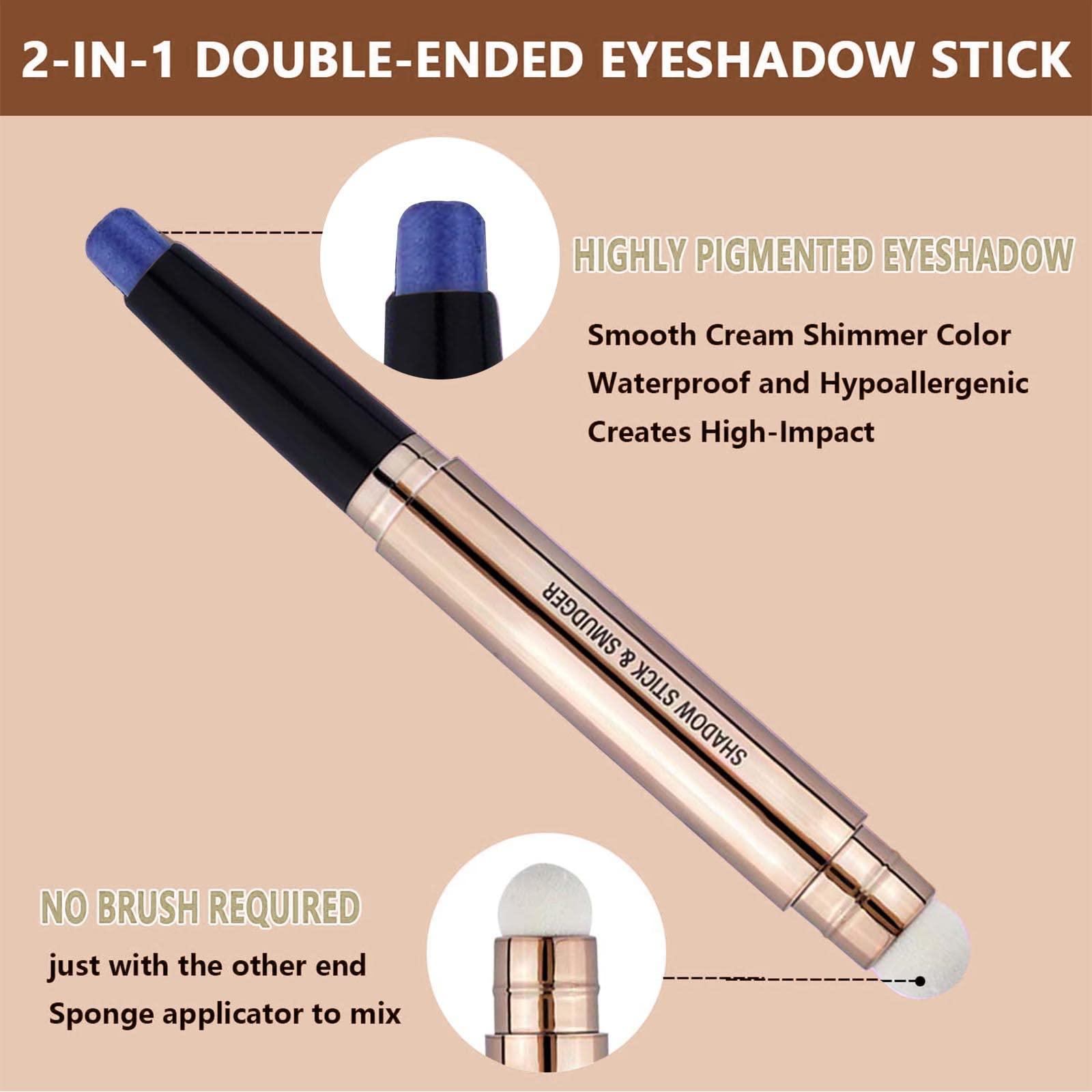 MAY FOLTREN MAY FOLTREN Blue Eyeshadow Stick, Cream Smooth Glitter Shimmer Single Eyeshadow Pencil, Hypoallergenic Waterproof Long Lasting Halloween Eye Shadow Highlighter Stick Eye Liner Pen (Blue Shimmer #16)