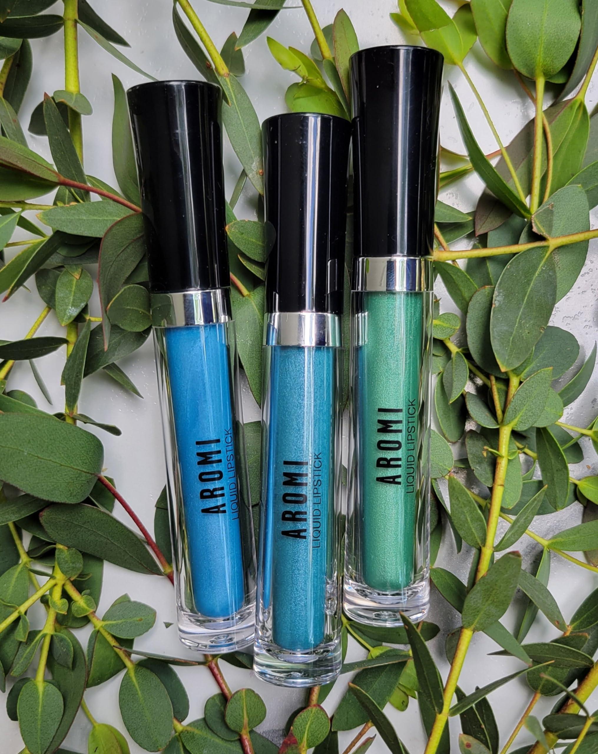 Aromi Aromi Teal Blue Metallic Liquid Lipstick | Turquoise, Sea Foam Lip Color with Shimmery Finish, Vegan, Cruelty-free, Long-lasting, Smudge Proof (Arctic Teal)