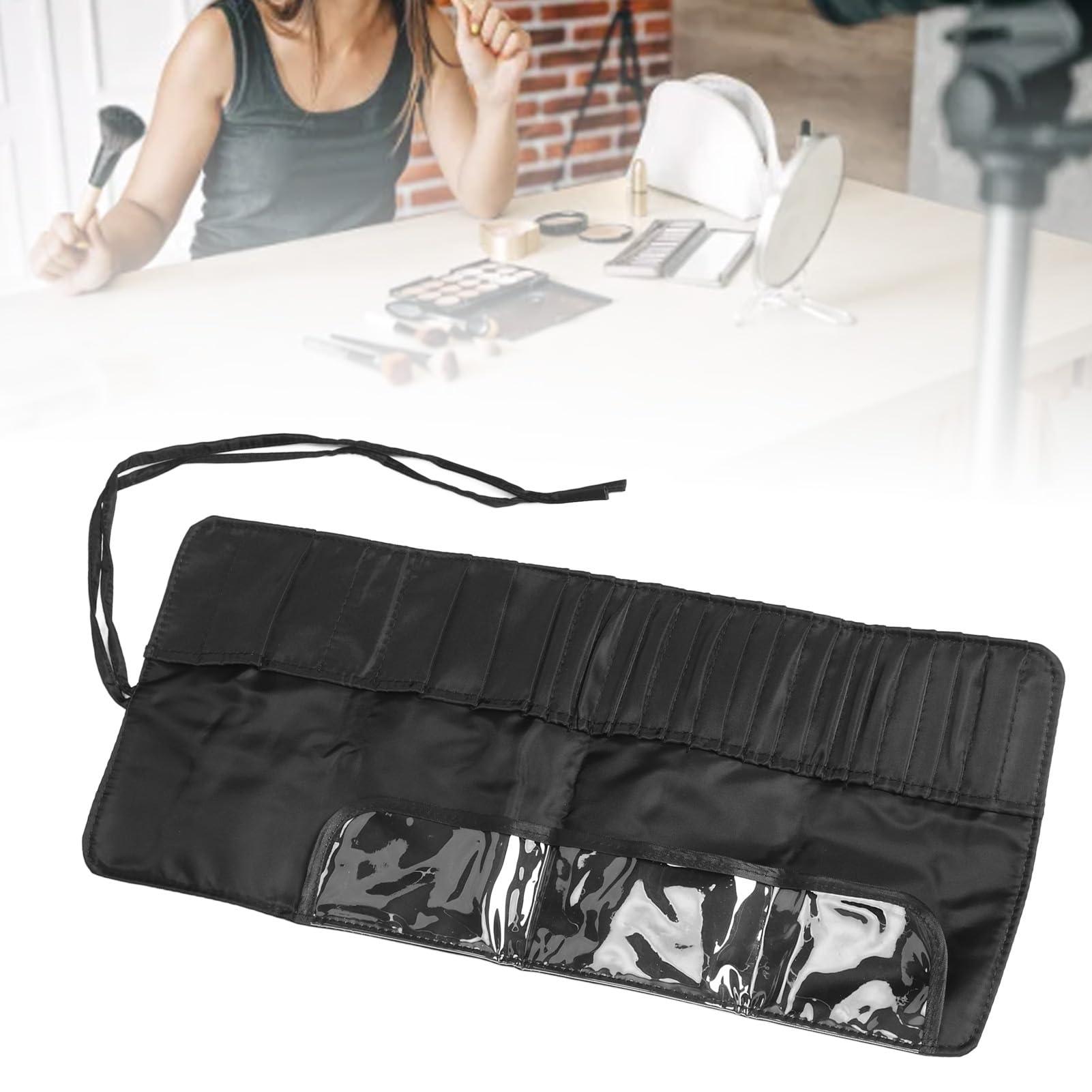 Cyrank Makeup Brush Rolling Case,26 Holes Cosmetic Tool Storage Bag Makeup Brush Holder Organizer Large Capacity Travel Makeup Brush Organizer