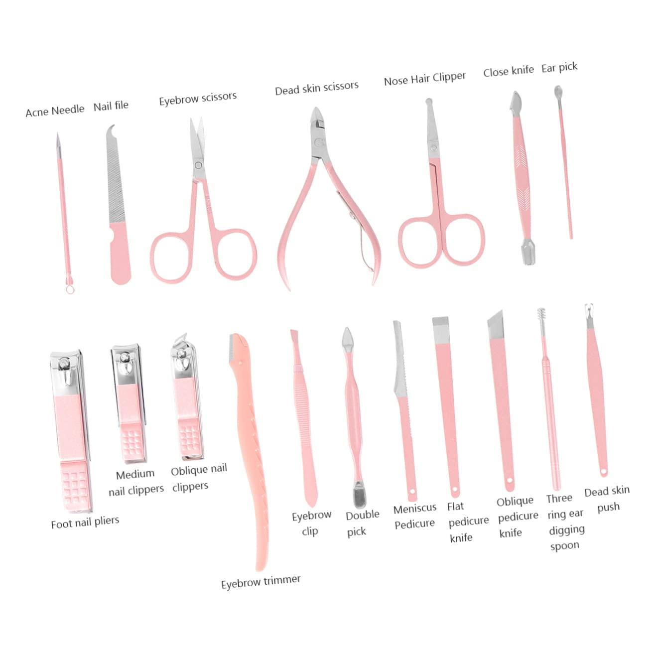 NOLITOY NOLITOY Manicure Set Bulk 18pcs Nail Clipper Kit Nail File Cuticle Pusher Tools