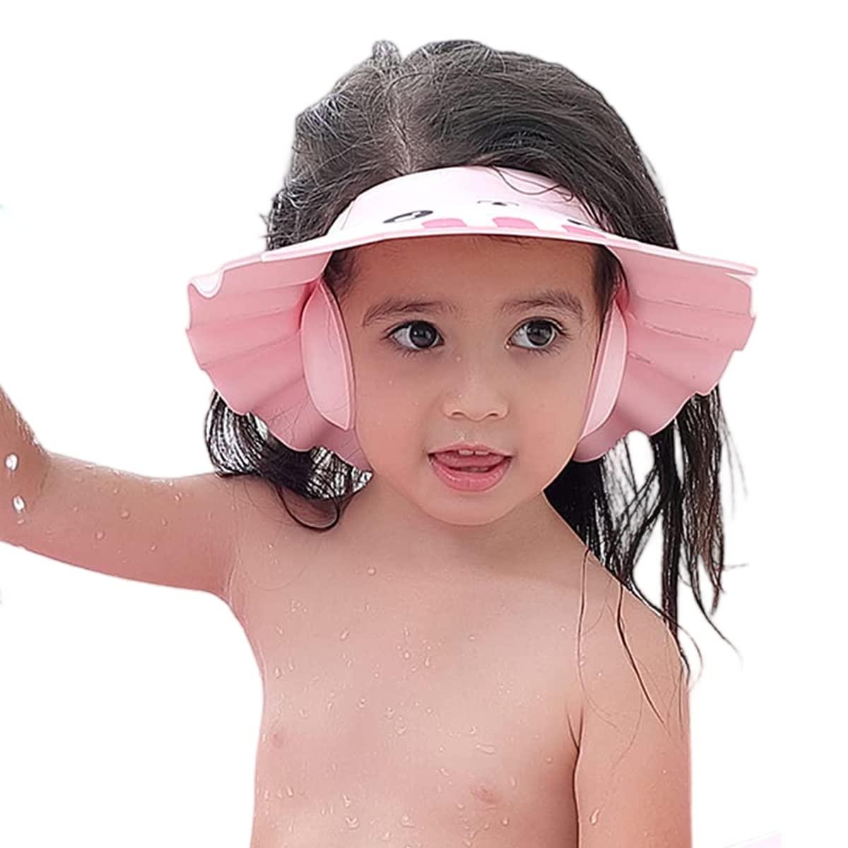 Ibluelover Baby Shower Cap Shampoo Shield Kids Bath Visor Protect Eyes Ears Face Adjustable Bath Shower Protector Hair Wash Shield Earmuff Waterproof Bath Cap for Kids