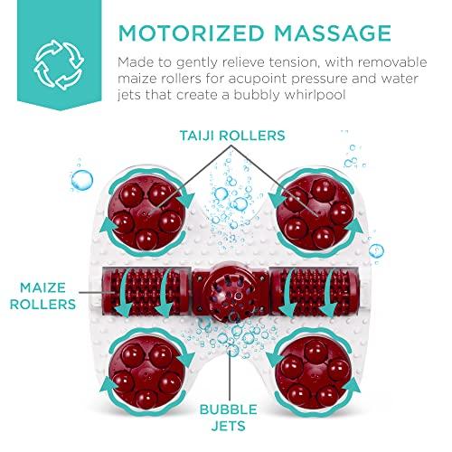 Best Choice Products Best Choice Products Motorized Foot Spa Bath Massager, Adjustable Waterfall Shower & Fast Heating, Automatic Shiatsu Pedicure Massage, Pumice Stone, Rollers to Relieve Feet Muscle Pain - Burgundy