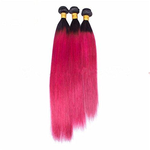 Tony beauty hair Tony Beauty Hair 1B/Hot Pink Ombre Human Hair Weaves Virgin Peruvian Hair Bundles with Ear to Ear 13x4 Lace Frontal Closure Straight Ombre Pink Human Hair 3 Bundle Deals with Frontals (14.14.14+14)