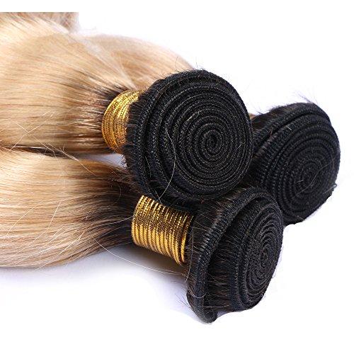 DaJun DaJun Blonde Hair Bundles Platinum Blond Hair Weave #613 Natural Straight wefts 100g/pc #1b/613 100% Brazilian Remy Human Hair Extensions 8" 1b/613