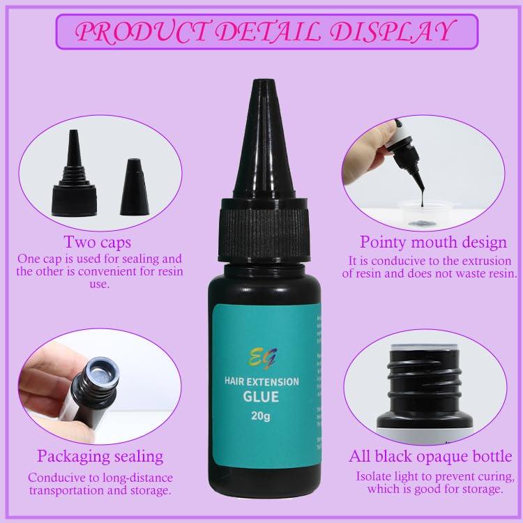 Lhbxthk Hair Extension Glue,Glue for Hair Extensions, UV Hair Glue Hair Bonding Glue Hair Extension Tool