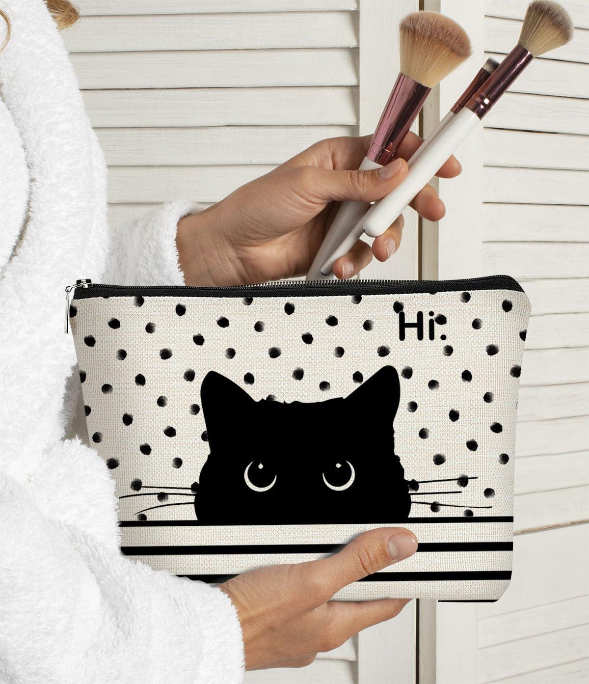 BARPERY BARPERY Cat Makeup Bag,Cat GiftsBlack Cat Purse,Gifts For Cat Lovers,Small Cute Makeup Bag Cosmetic Bag For Women Teen Girls,Birthday Gift,Cat Owners Gifts,Cat Lady Gifts For Women(Polka Dot)